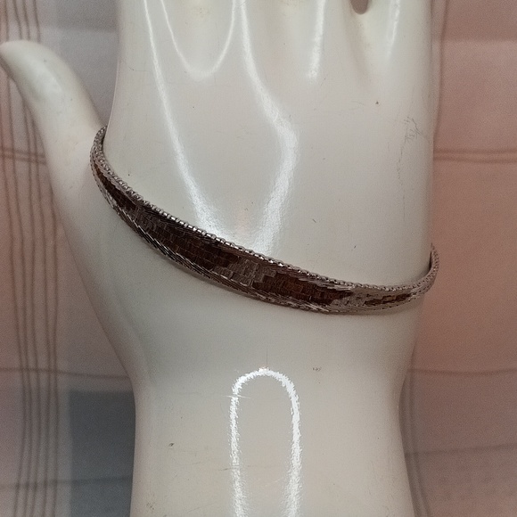 Sterling Silver Copper Woven Bracelet 7" Long 925 Italy - Picture 1 of 8